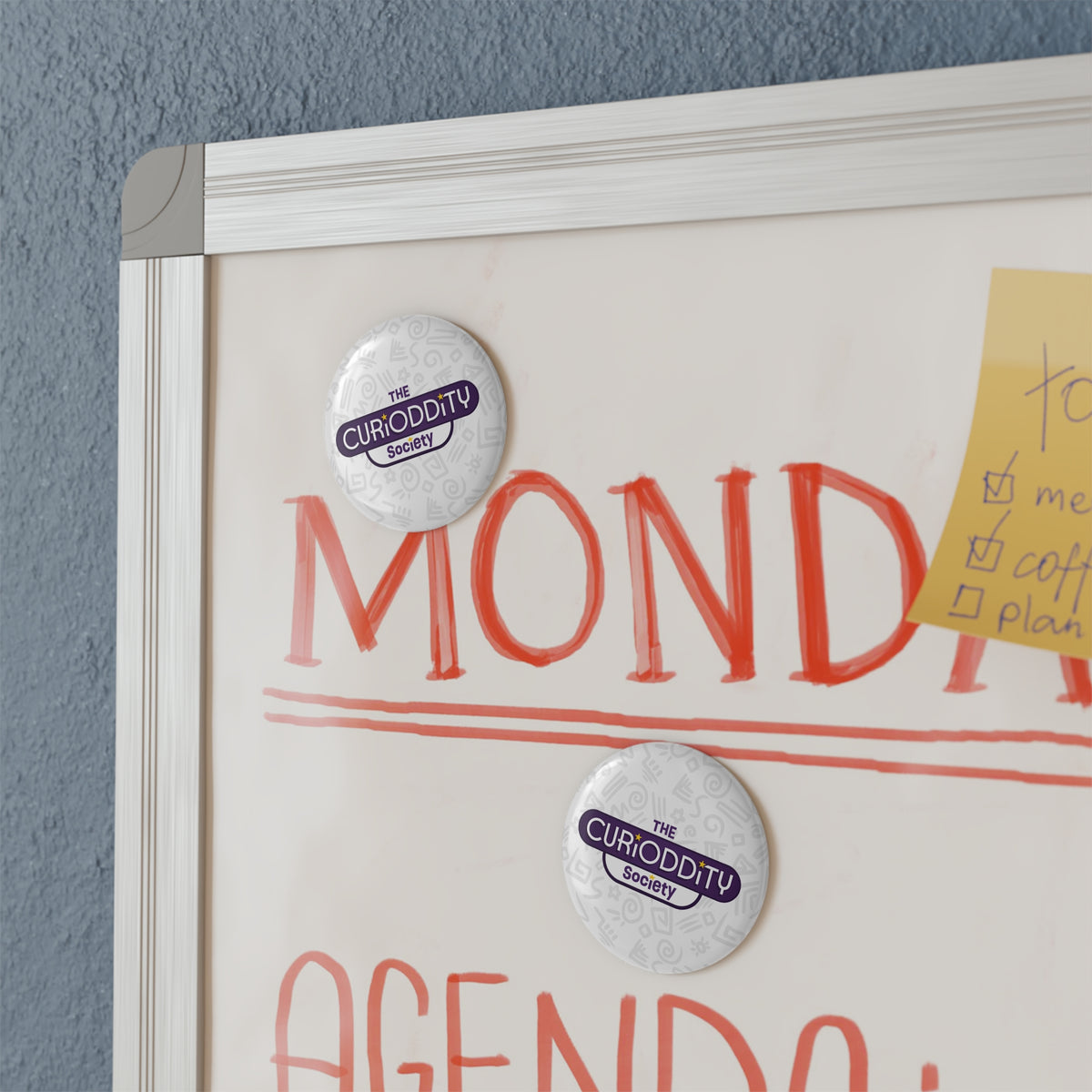 CURiODDiTY Button Magnet, Round White (1 & 10 pcs) "CURiODDiTY Society"
