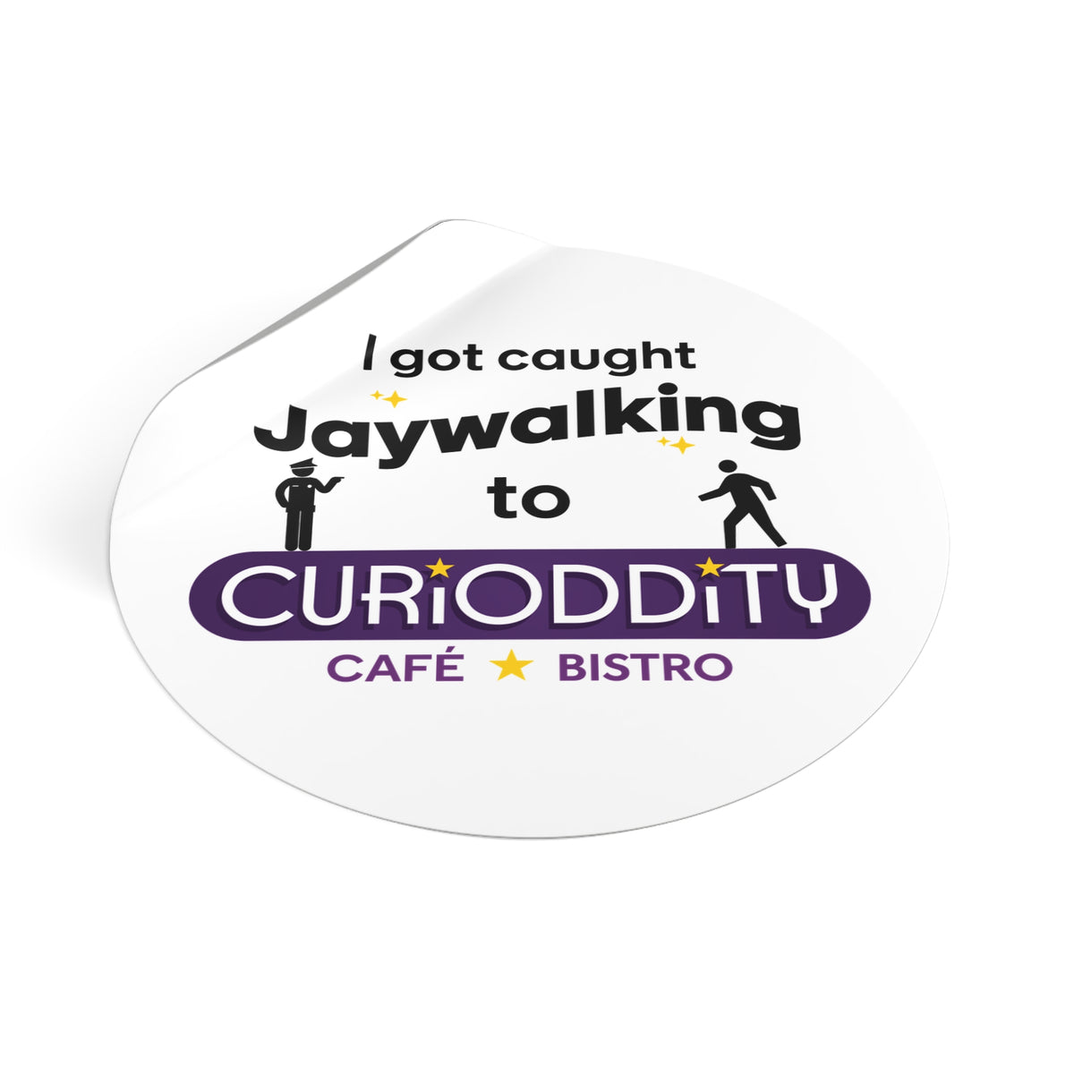 CURiODDiTY Round Vinyl Stickers "Jaywalking"