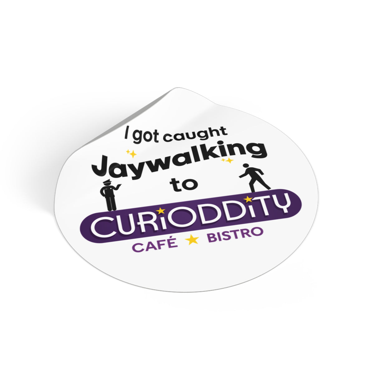 CURiODDiTY Round Vinyl Stickers "Jaywalking"