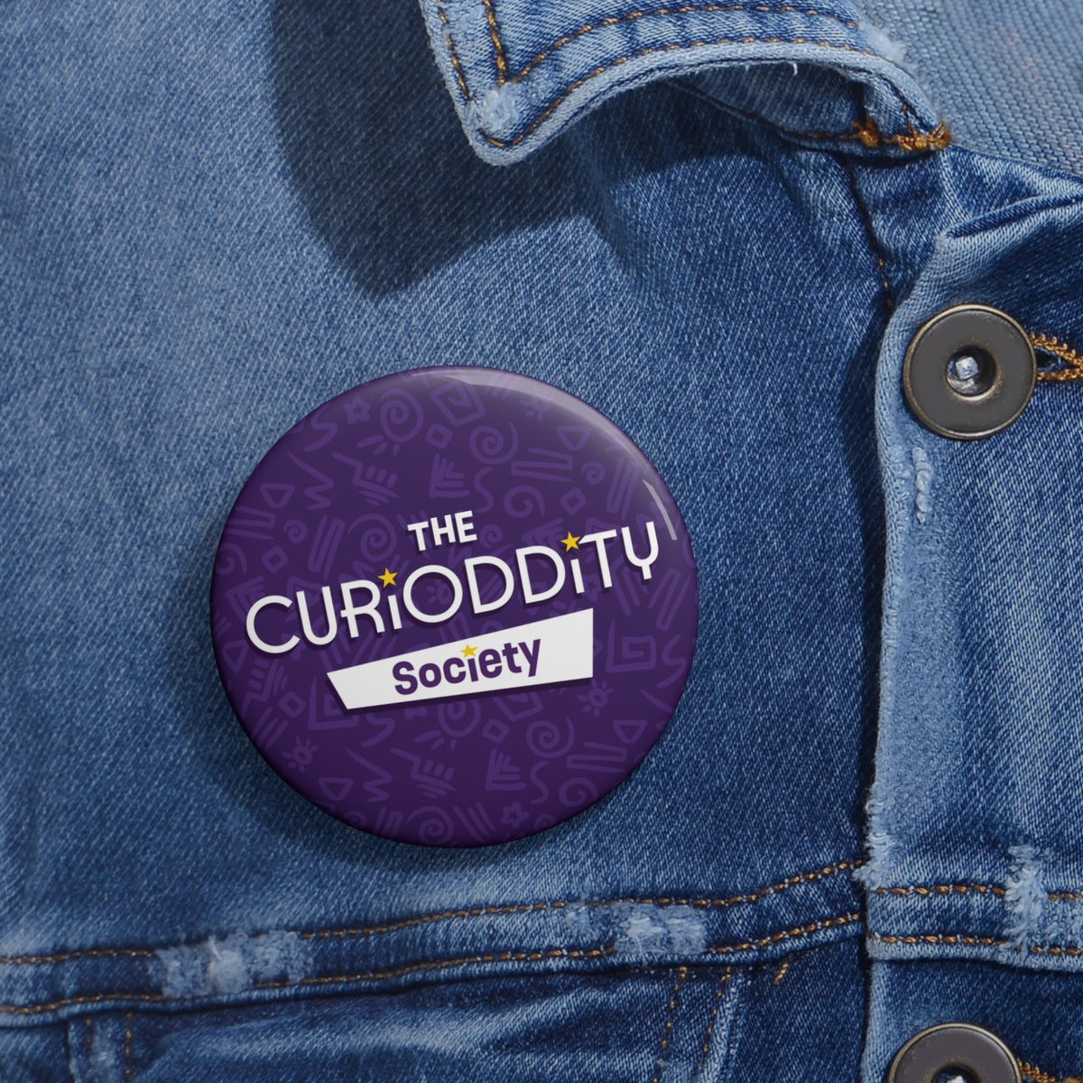 CURiODDiTY Pin Buttons Purple "CURiODDiTY Society"