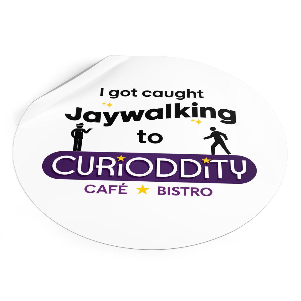 CURiODDiTY Round Vinyl Stickers "Jaywalking"