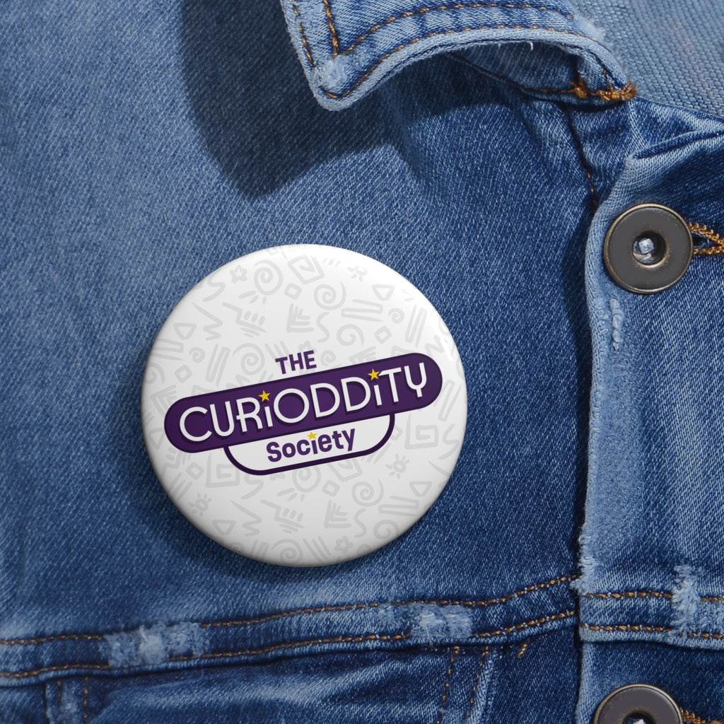 CURiODDiTY Pin Buttons White "CURiODDiTY Society"