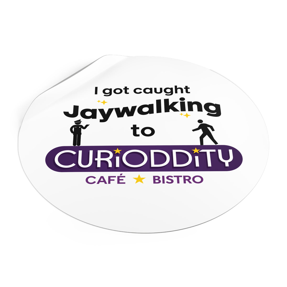 CURiODDiTY Round Vinyl Stickers "Jaywalking"