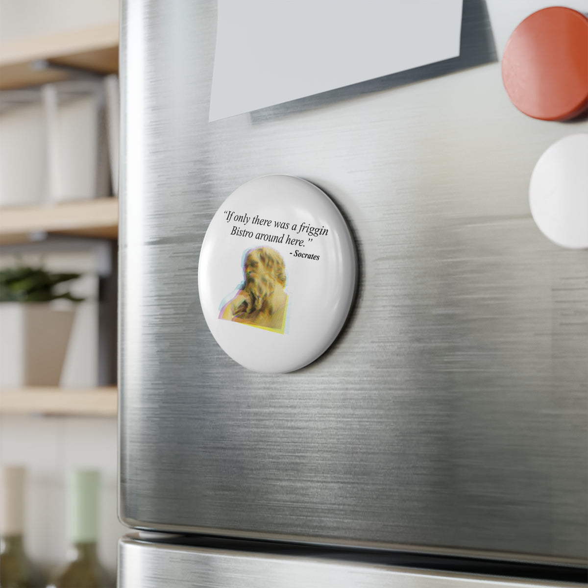 CURiODDiTY Button Magnet, Round "Socrates"