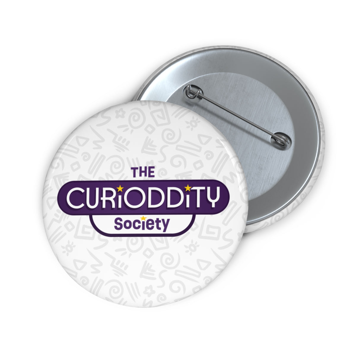 CURiODDiTY Pin Buttons White "CURiODDiTY Society"