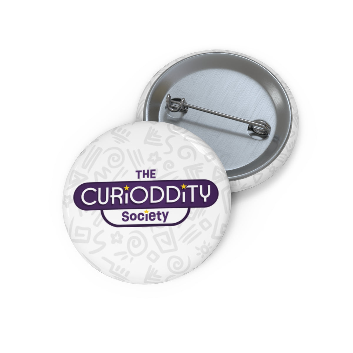 CURiODDiTY Pin Buttons White "CURiODDiTY Society"