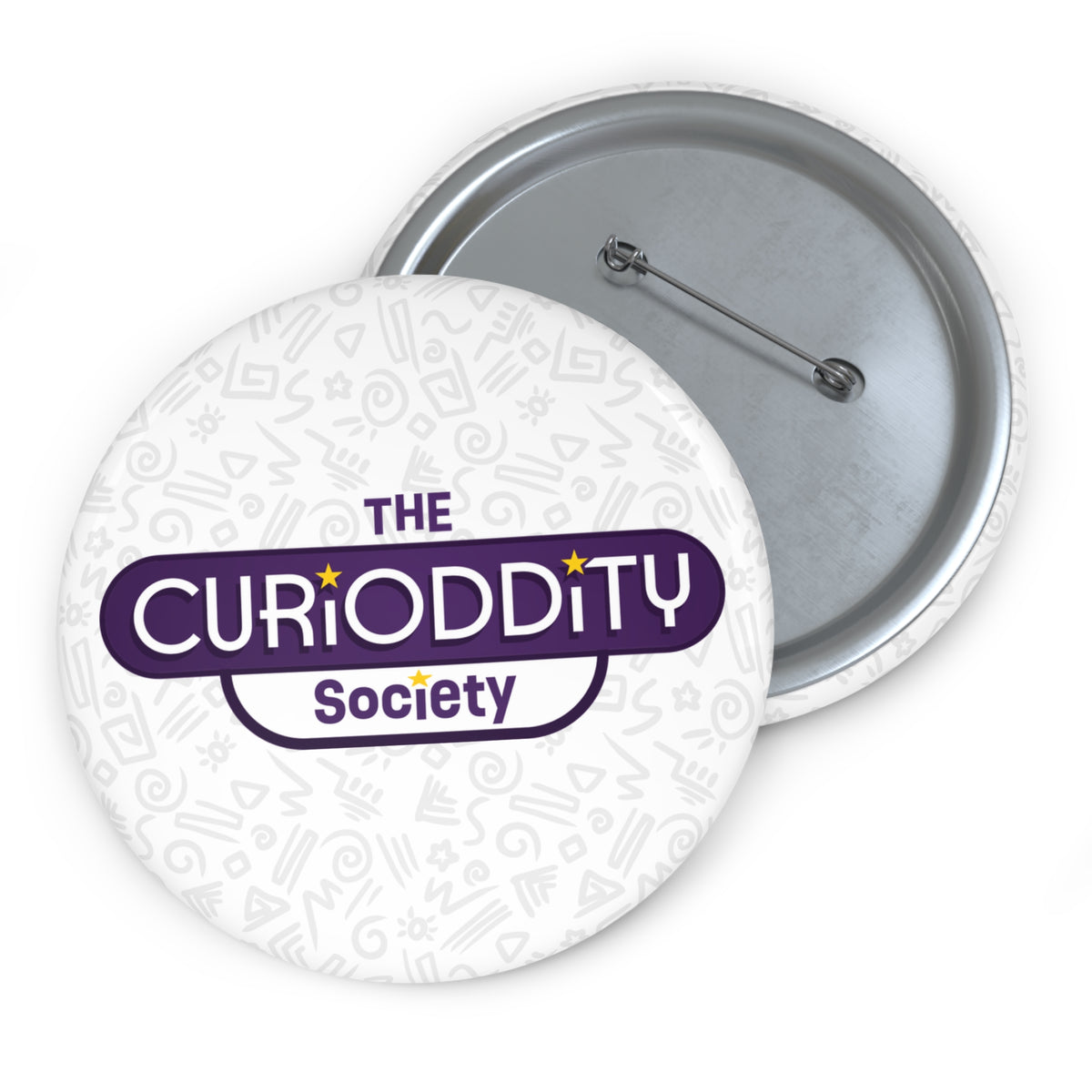 CURiODDiTY Pin Buttons White "CURiODDiTY Society"