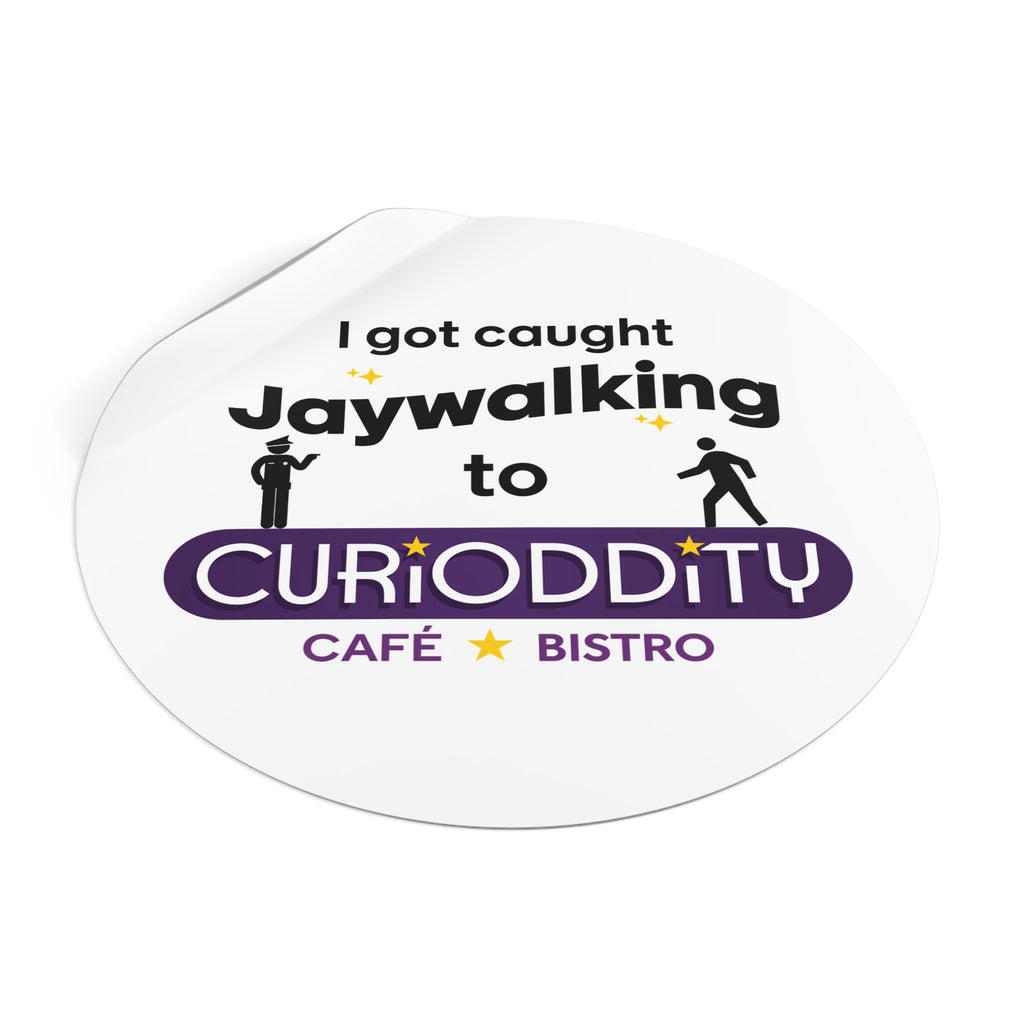CURiODDiTY Round Vinyl Stickers "Jaywalking"