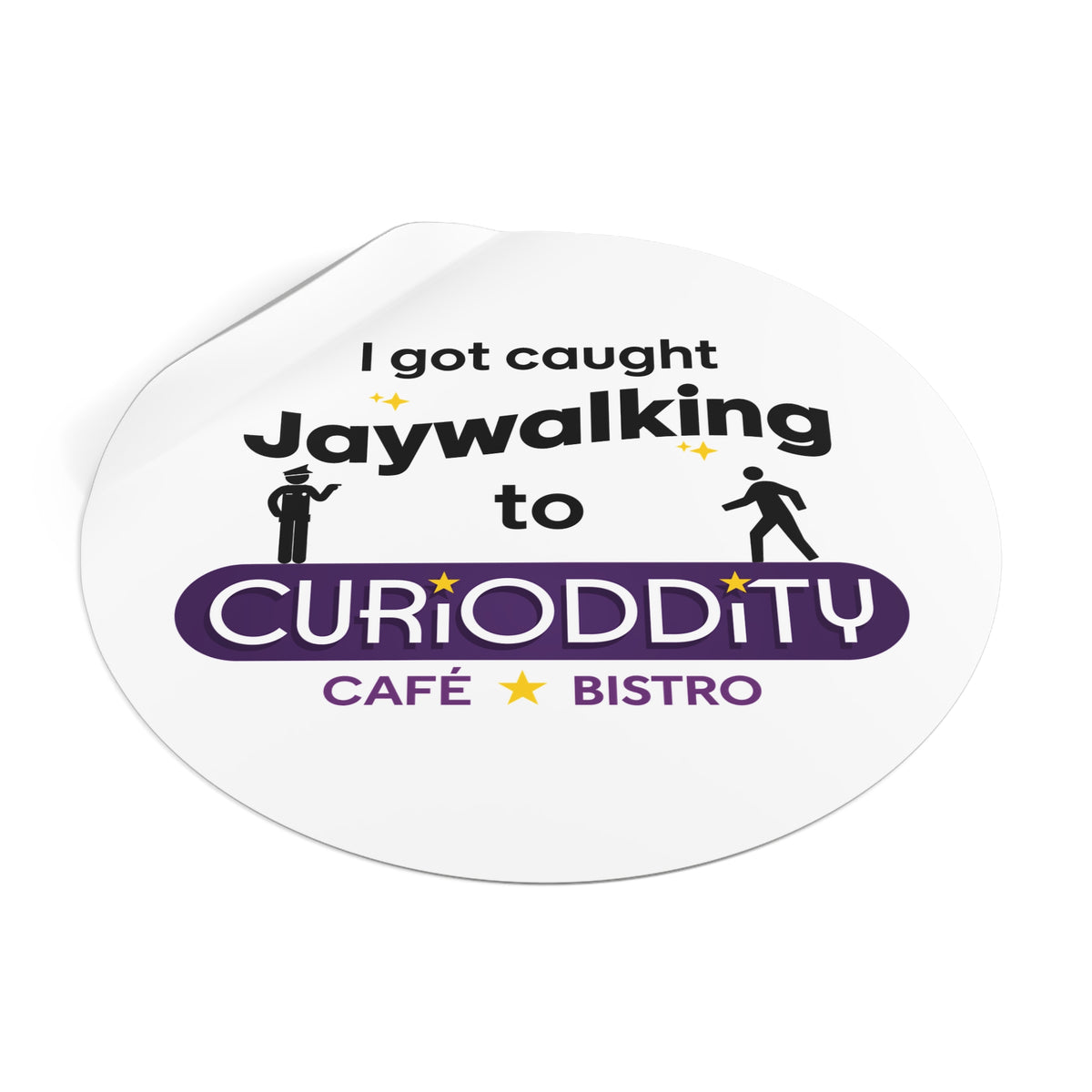 CURiODDiTY Round Vinyl Stickers "Jaywalking"