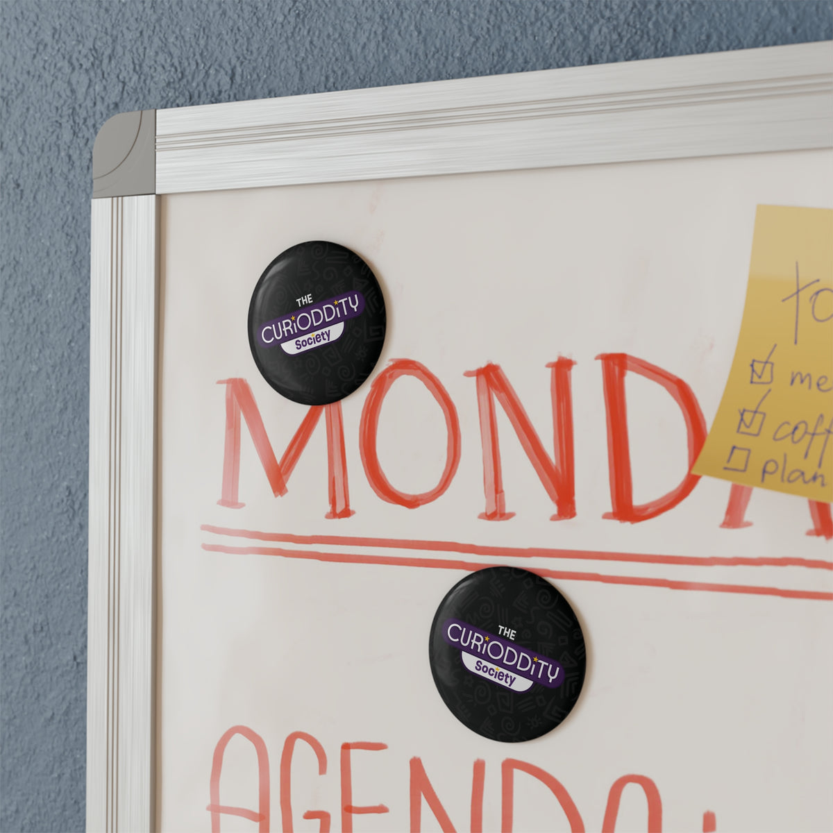 CURiODDiTY Button Magnet, Round Black (1 & 10 pcs) "CURiODDiTY Society"
