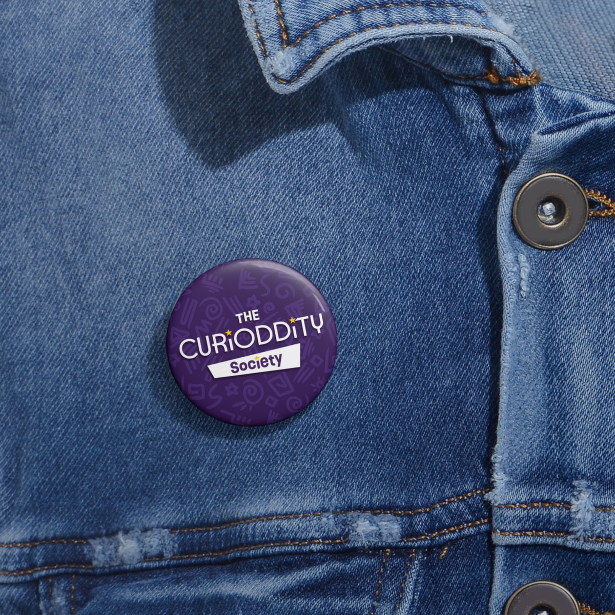 CURiODDiTY Pin Buttons Purple "CURiODDiTY Society"