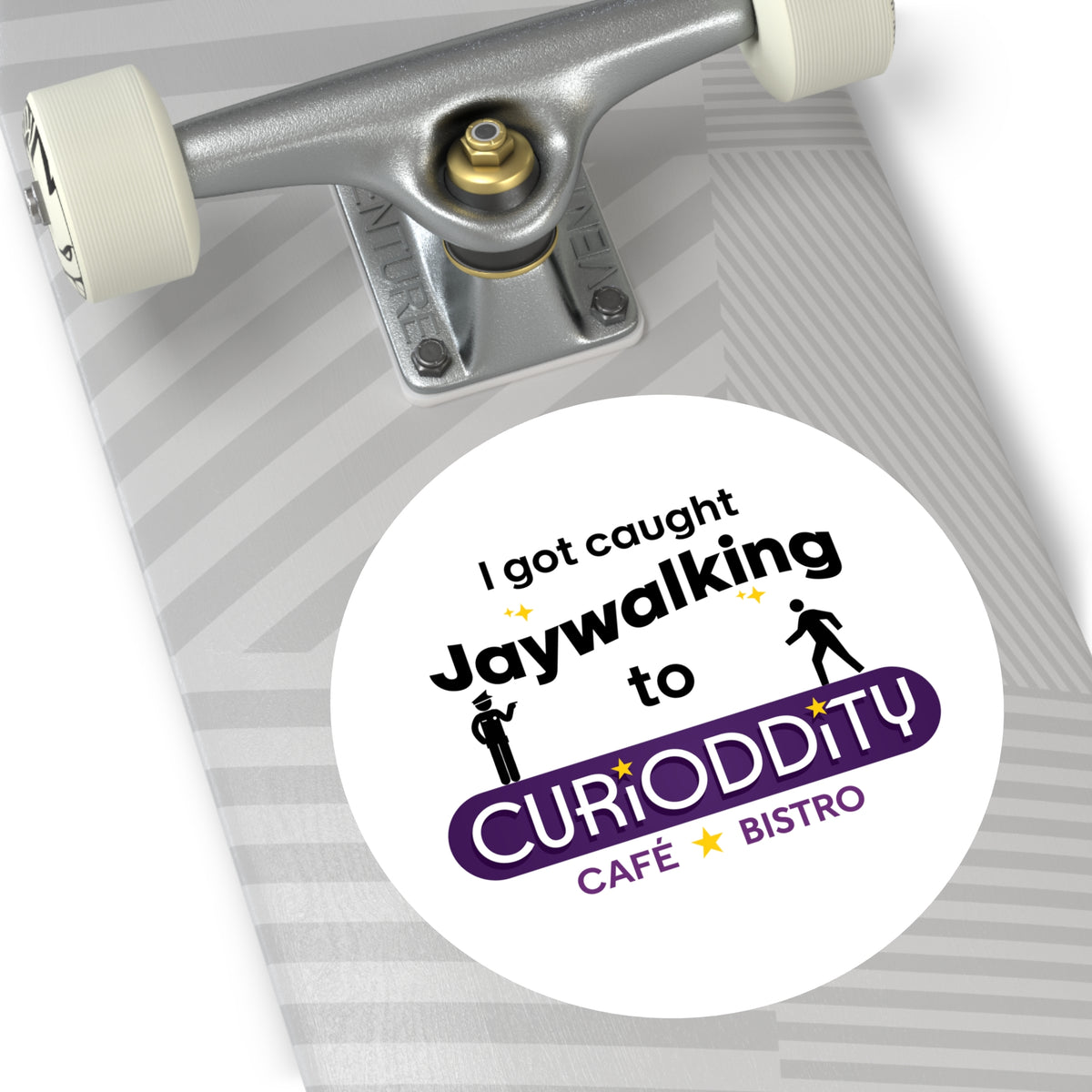 CURiODDiTY Round Vinyl Stickers "Jaywalking"