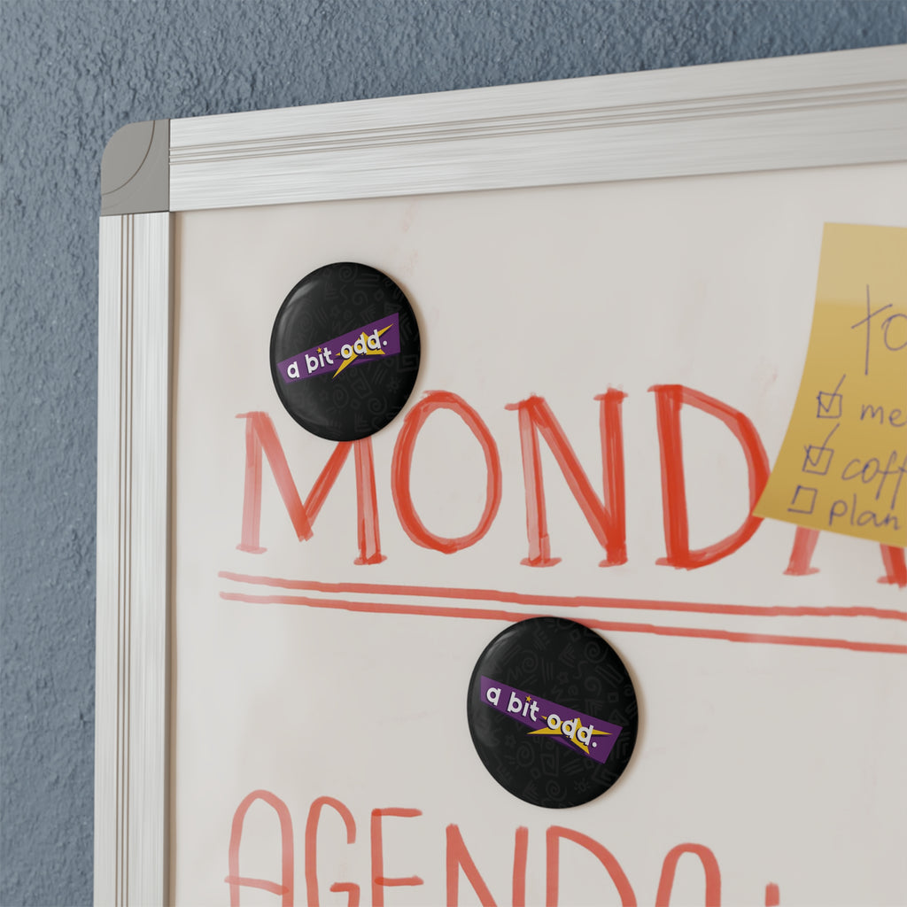 CURiODDiTY Button Magnet, Round "a bit odd" Black (1 & 10 pcs)