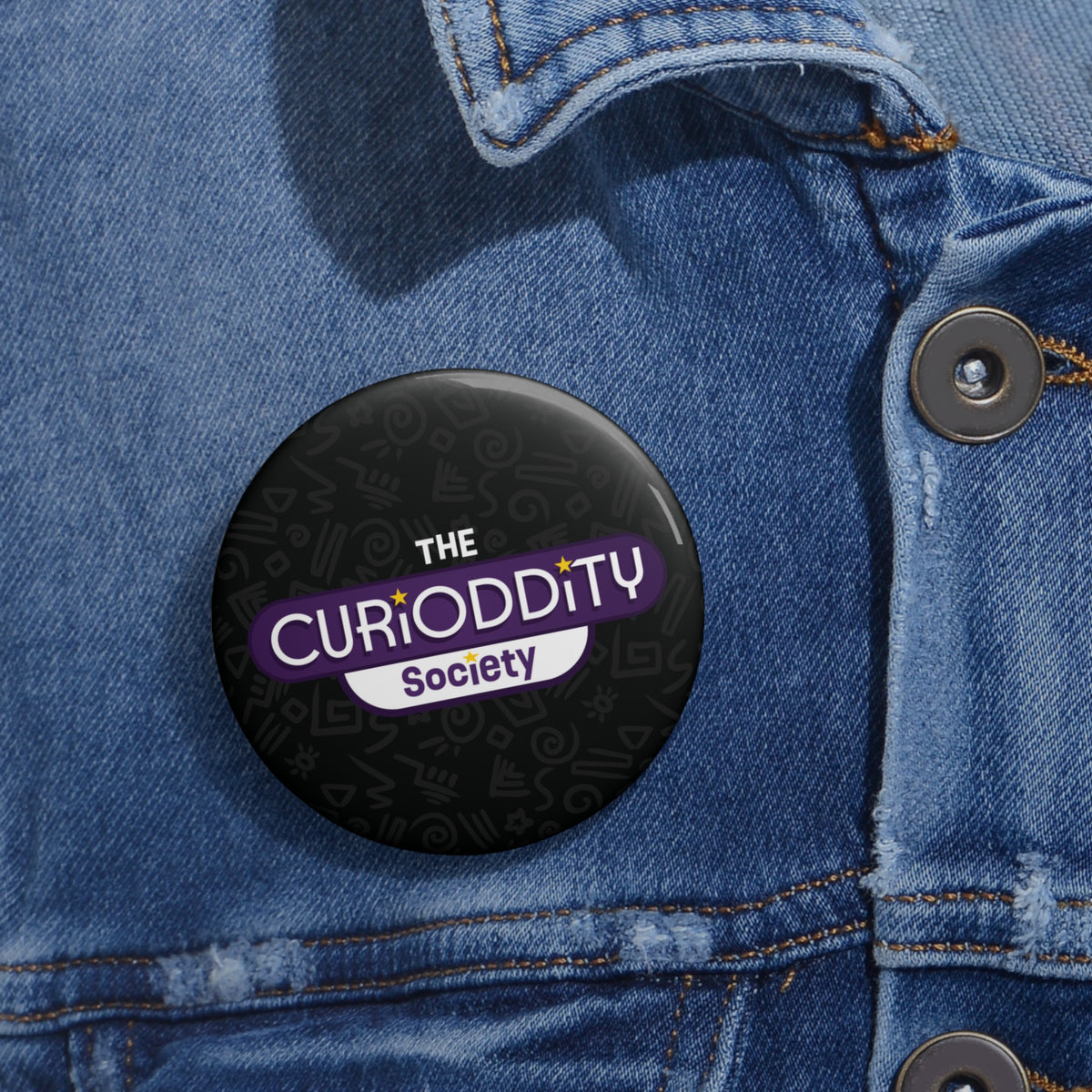 CURiODDiTY Pin Buttons Black "CURiODDiTY Society"