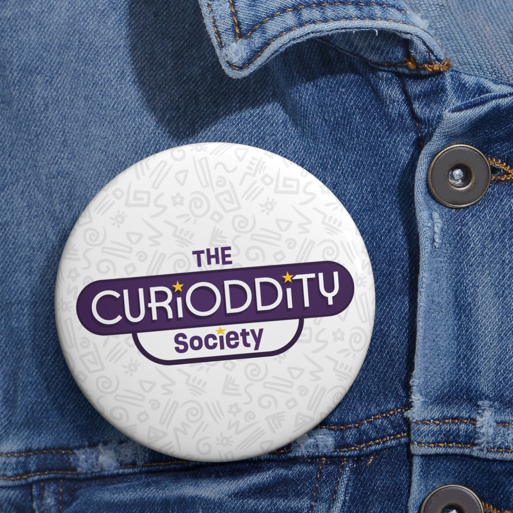 CURiODDiTY Pin Buttons White "CURiODDiTY Society"