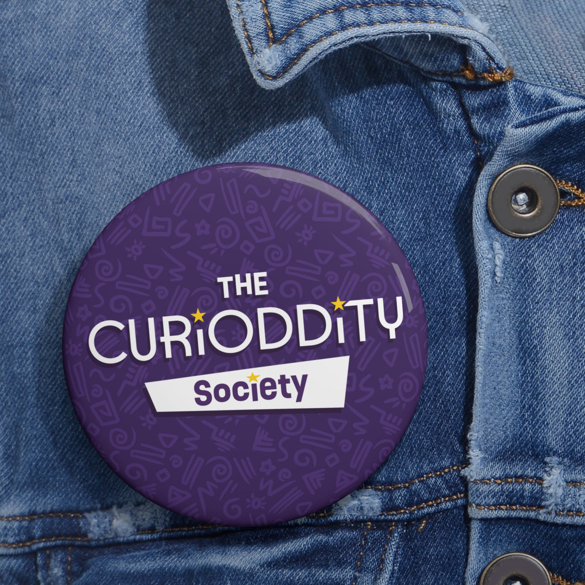 CURiODDiTY Pin Buttons Purple "CURiODDiTY Society"